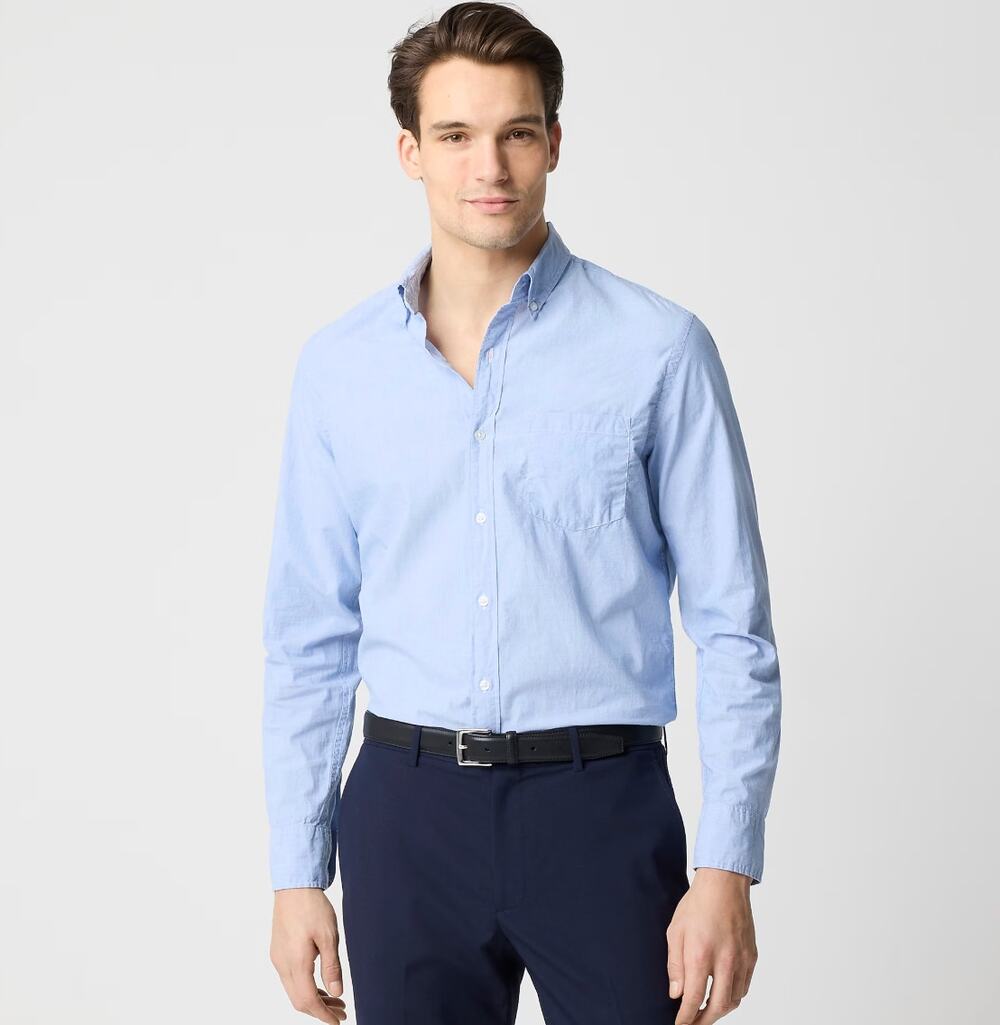 J.Crew Slim Untucked Flex Casual Shirt Button Down Waterfall Blue Mens Large NWT